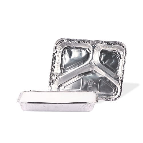 علب طعام قصدير مستطيلة بغطاء ورقي أقسام متعددة ( 1...