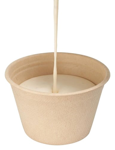 علبة طعام صحي دائرية للصوصات من قصب السكر بغطاء شف...