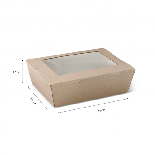 علب طعام ورقية بنافذة شفافة لون كرافت مقاسات متعدد...