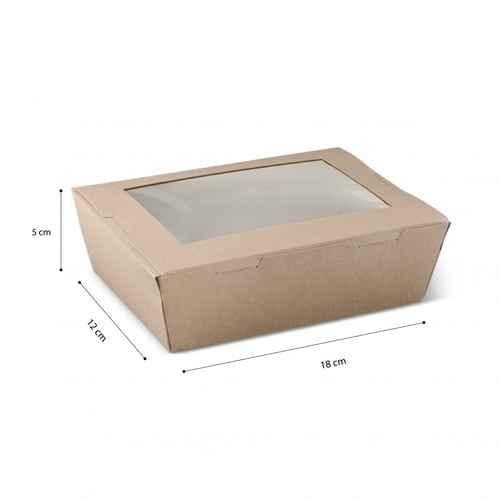 علب طعام ورقية بنافذة شفافة لون كرافت مقاسات متعدد...