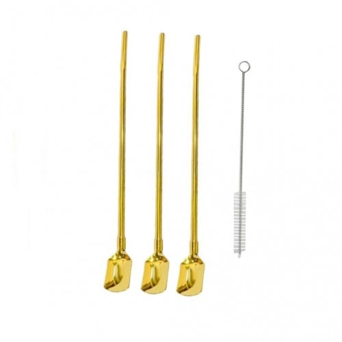 ملعقة بمصاصة معدنية الوان متعددة شكل مستطيل مع فرش...