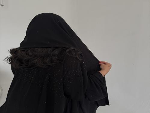 Summer fabric abaya with black design