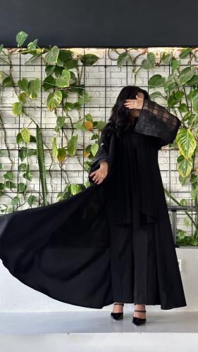 Abaya with orange sleeves
