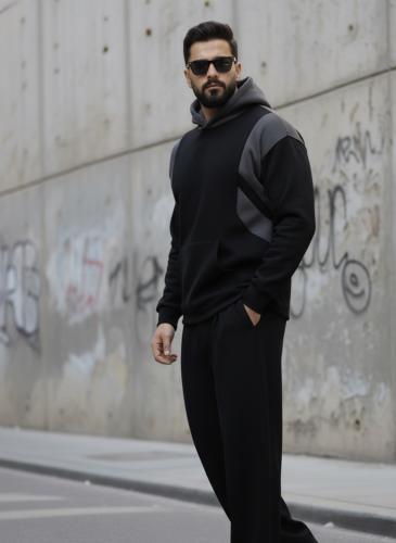 gray and black hoodie