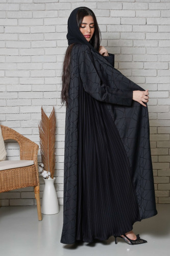 Abaya with a dress and a silk cloth turtleneck in black