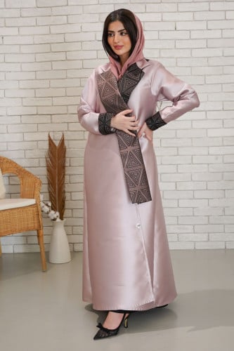 Abaya with pink crepe dress and veil
