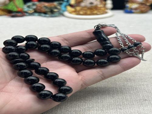 عقيق اسود قص دائري 45 خرزه 8 مل