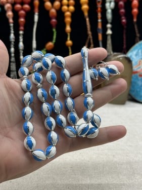 عاج وفيروز ملبس فضه بالكامل ٩ مل