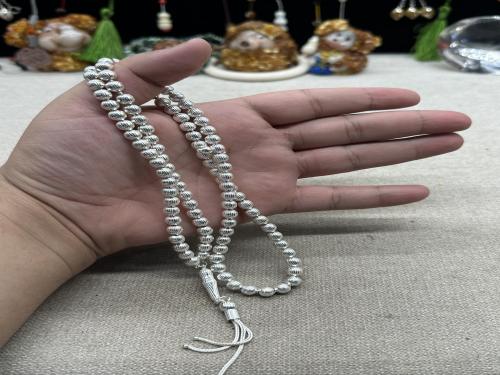 مسباح فضه بالكامل والخيط فضه وزن 45 جرام 99 خرزه 6...