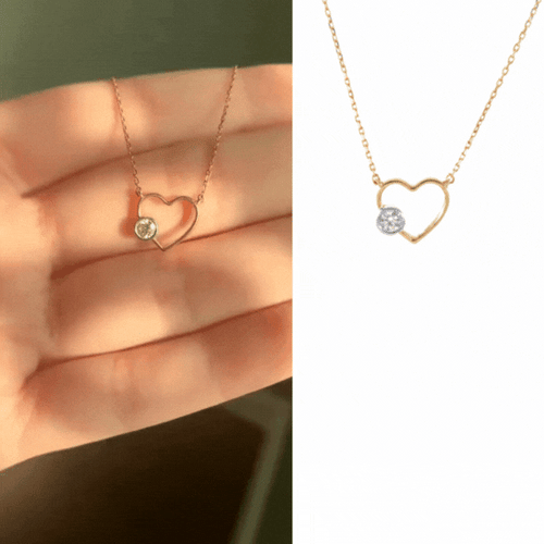 قلادة الماس وذهب اصفر عيار 18