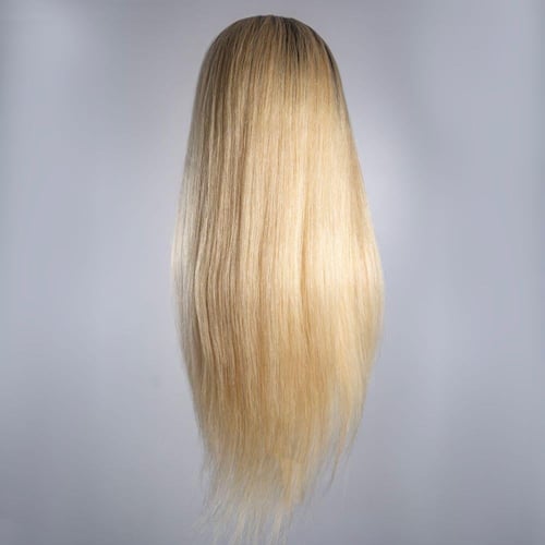 مانيكان شعر أوروبي أشقر بجذور بني مع خصلة أمامية ط...