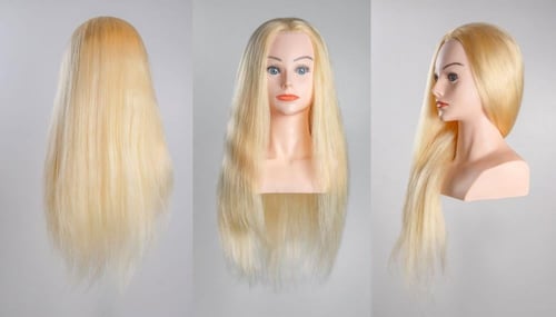 مانيكان شعر برازيلي بلاتيني طبيعي 100% للتدريب – ك...