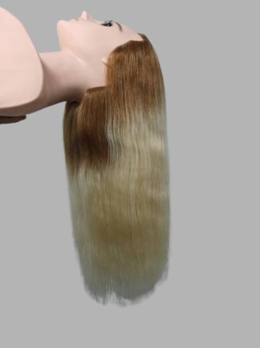 مانيكان شعر روسي بجذور بني فاتح طبيعي 100% للتدريب...