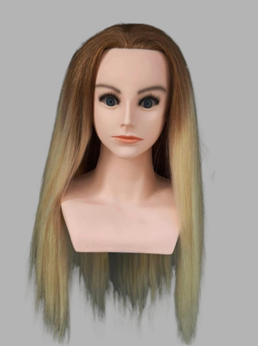 مانيكان شعر روسي بجذور بني فاتح طبيعي 100% للتدريب...