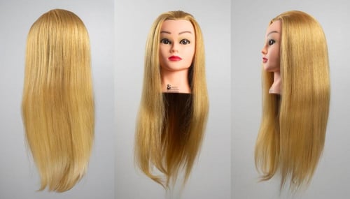 مانيكان شعر برازيلي أشقر طبيعي 100% للتدريب – رقبة...