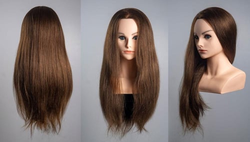 مانيكان شعر برازيلي بني طبيعي 100% للتدريب – كثافة...