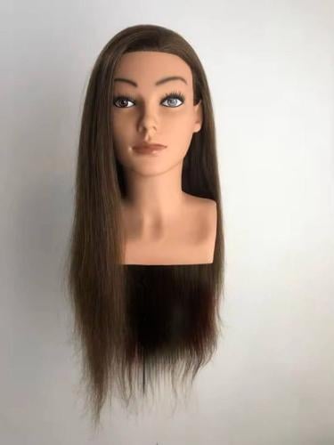 مانيكان شعر برازيلي بني طبيعي 100% للتدريب – بشرة...