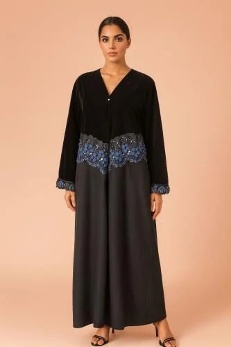 Abaya with clove design, made of winter rain fabri...