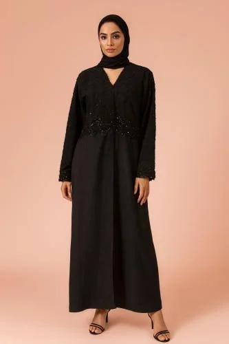 Abaya of lily with waterproof winter fabric with Korean perforated lace and distinguished cost