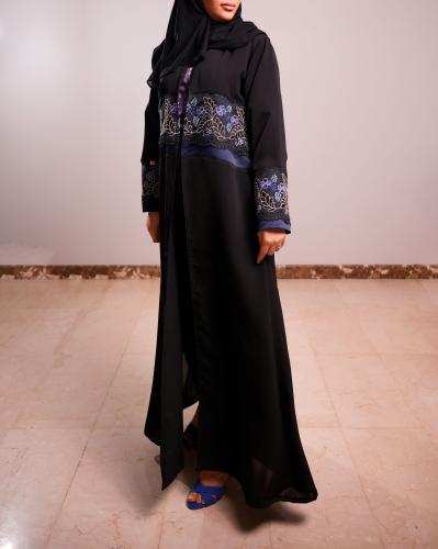 Solitaire navy blue abaya