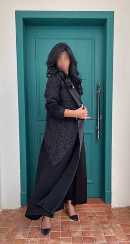 عباية من الكريب و الشيفون المشجر