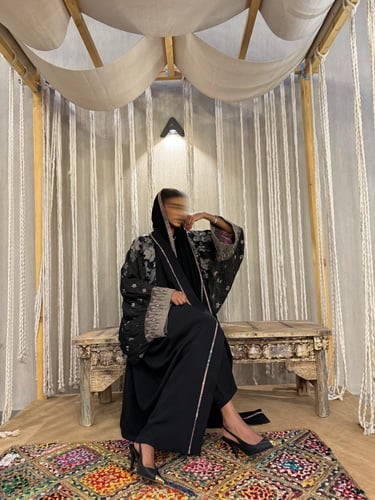 عباية كريب مع خام مشجر