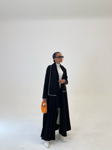 عباية كتان بشك دردوزي عصري