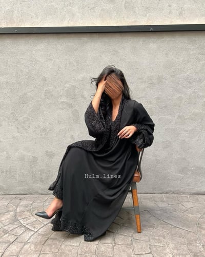 عباية كلوش من الجورجيت و الكريب BLACK