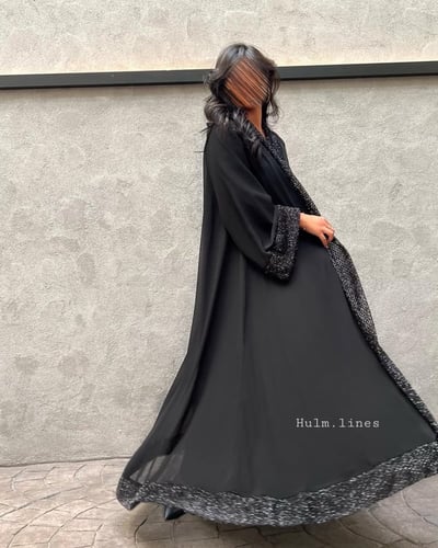 عباية كلوش من الجورجيت و الكريب BLACK