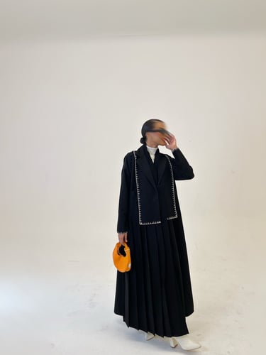 عباية كتان بشك دردوزي عصري