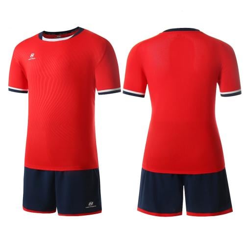 طقم كرة قدم رياضي احمر وكحلي