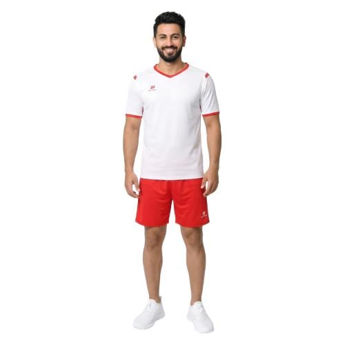 طقم كرة قدم رجالي أبيض وأحمر