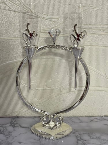 كاسات العرسان لون فضي