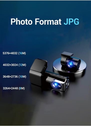 كاميرا 4K Dash Cam للسيارات أمامية وخلفية مزدوجة م...