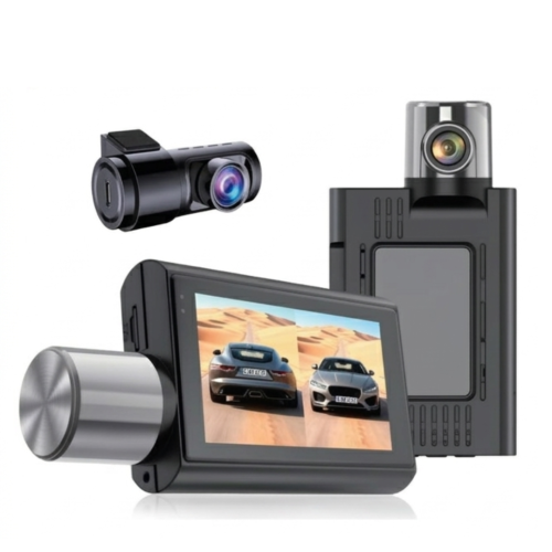 كاميرا داش كام DC2-S03 بدقة 4K+4K مزدوجة - 3 قنوات مع واي فاي 5.8GHz ودعم الرؤية الليلية ومراقبة الوقوف يدعم تحديد الموقع سعة تخزي...