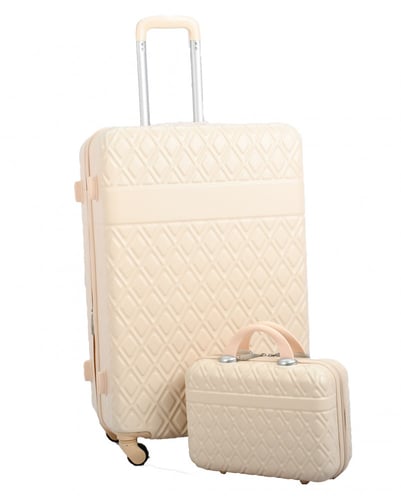 مورانو طقم شنط سفر فايبر من 4 قطع منقوش بيج