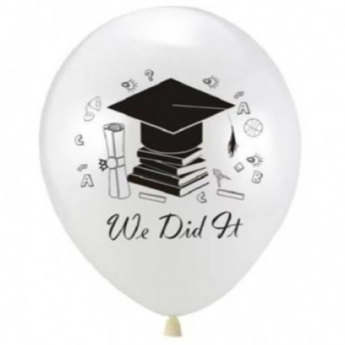 بالون تخرج لون ابيض We Did It مقاس 12 انش ( الكيس...