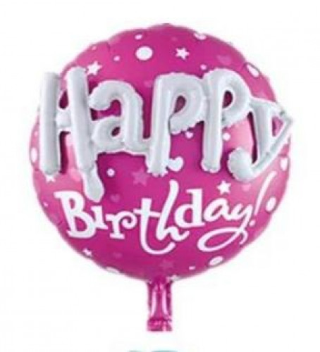 دائره مقاس 24 انش + كلمه Happy Birthday لون وردي D...