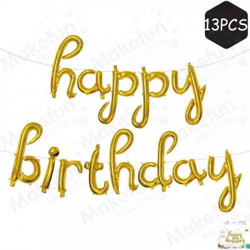كلمه happy birthday حروف غير مشبكه لون ذهبي DDD811