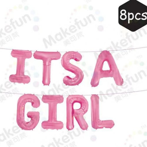 كلمه ITS A GIRL لون وردي مقاس 16 انش BBG25