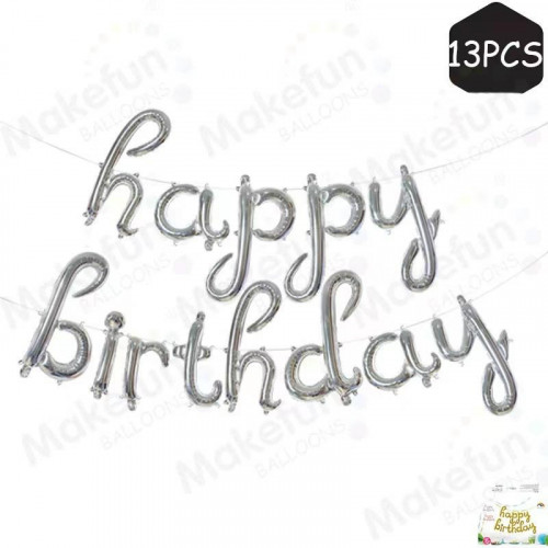 كلمه happy birthday حروف غير مشبكه لون فضي DDD820