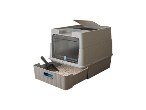 لتر بوكس مغلق رمادي للقطط