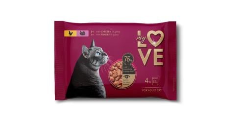 ماي لوف مغلفات قطط بنكهة الدجاج والديك الرومي في ا...