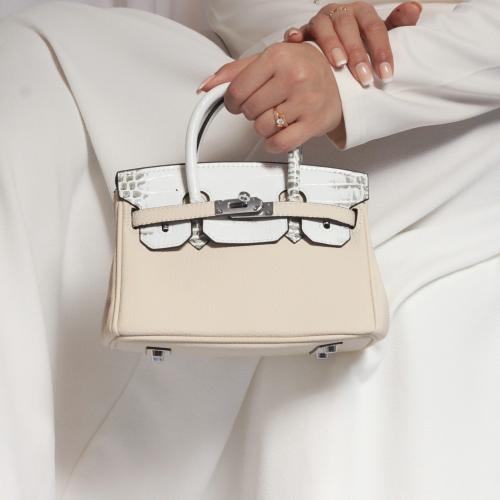 ميني بيركن كريمي كروك قفل فضي