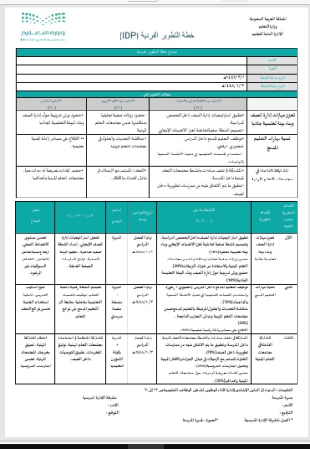 خطة التطوير الفردية للمعلم/ة