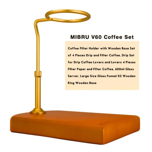 حامل فلتر صب نحاس القهوة قاعدة خشب
