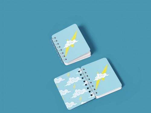 طباعة مفكرة sky - مقاس A5 - سلك أبيض