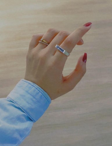 خاتم تاريخ المميز حجر ماربيل فضه ايطالي عيار 925 -...