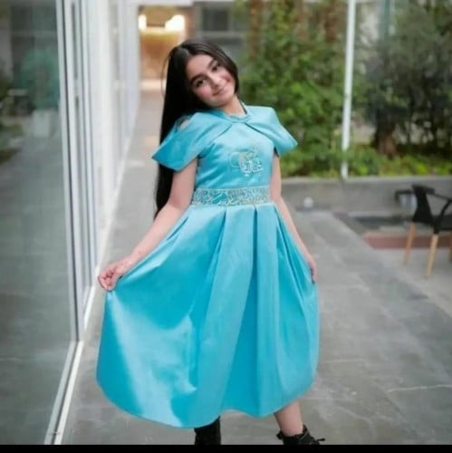 فستان كسرات ازرق