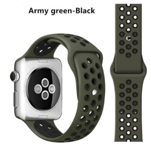 سوار رياضي زيتي ساعة ابل Army Green Black Sport Ba...